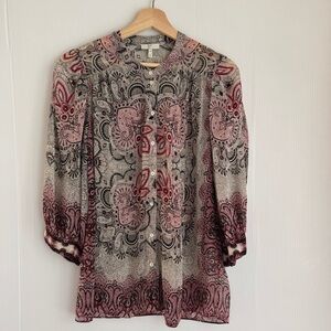 Joie Pink and Black Patterned Blouse